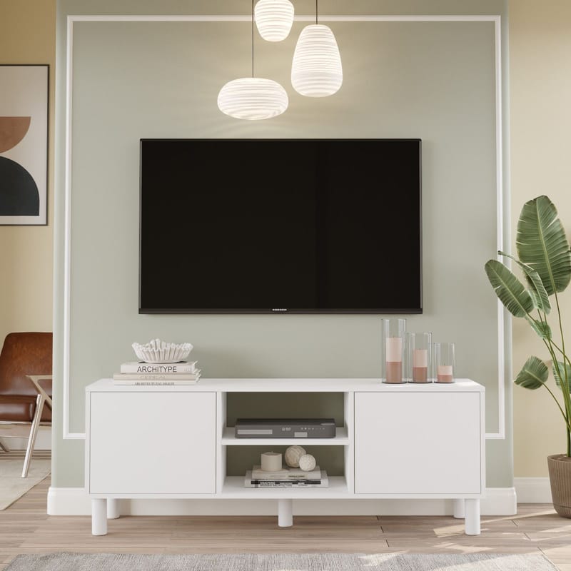 TV-bord Homitis Alston (160 x 59,1 x 40 cm) Hvid - Møbler - TV borde & mediemøbler - TV-borde
