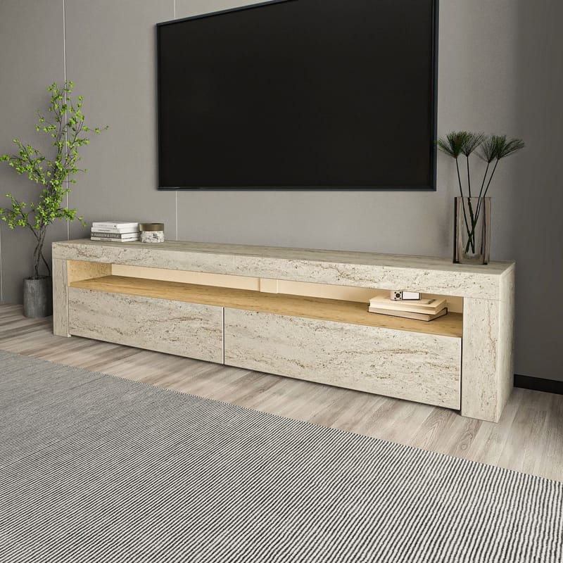 TV-bord Homitis Bati (150 x 46,8 x 36,8 cm) Travertin - Møbler - TV borde & mediemøbler - TV-borde