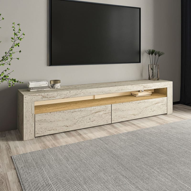 TV-bord Homitis Bati (150 x 46,8 x 36,8 cm) Travertin - Møbler - TV borde & mediemøbler - TV-borde