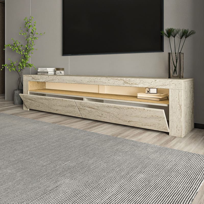 TV-bord Homitis Bati (150 x 46,8 x 36,8 cm) Travertin - Møbler - TV borde & mediemøbler - TV-borde
