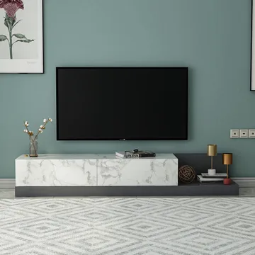TV-bord Homitis Major (180 x 30 x 37 cm) Marmo marmor antracit - Marmo Marble/Antracit - Møbler - TV borde & mediemøbler - TV-borde