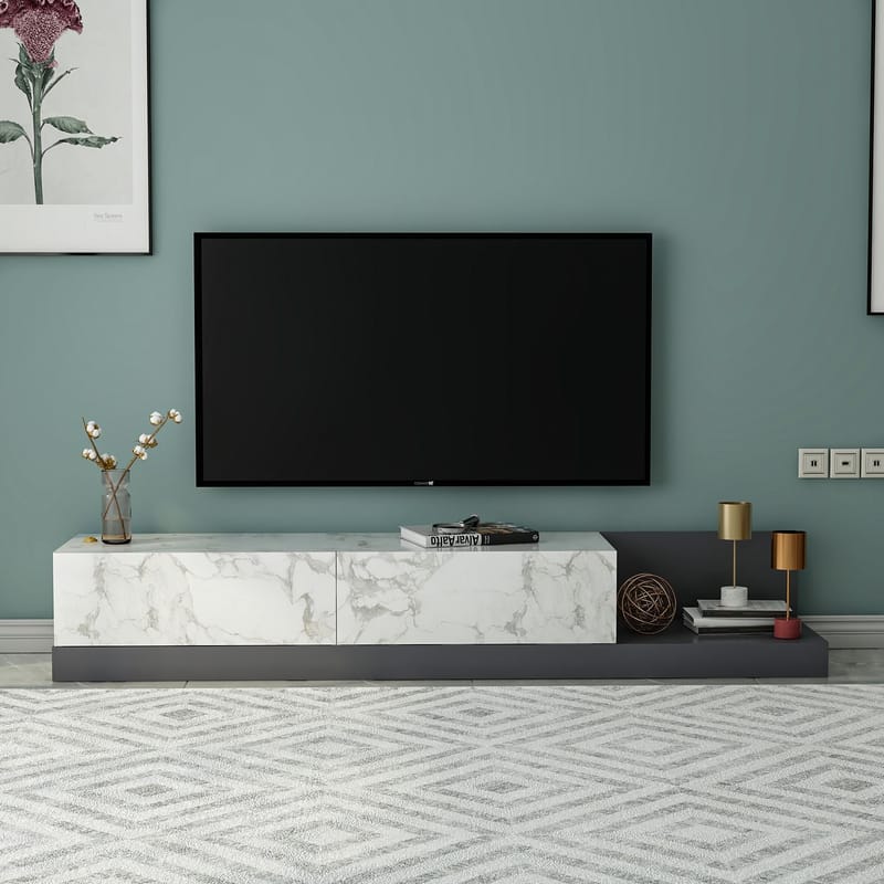 TV-bord Homitis Major (180 x 30 x 37 cm) Marmo marmor antracit - Marmo Marble/Antracit - Møbler - TV borde & mediemøbler - TV-borde