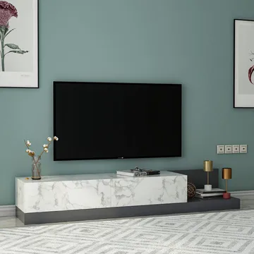 TV-bord Homitis Major (180 x 30 x 37 cm) Marmo marmor antracit - Marmo Marble/Antracit - Møbler - TV borde & mediemøbler - TV-borde
