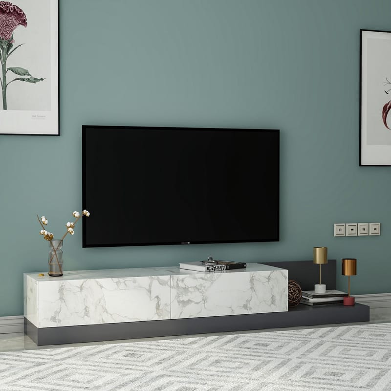TV-bord Homitis Major (180 x 30 x 37 cm) Marmo marmor antracit - Marmo Marble/Antracit - Møbler - TV borde & mediemøbler - TV-borde
