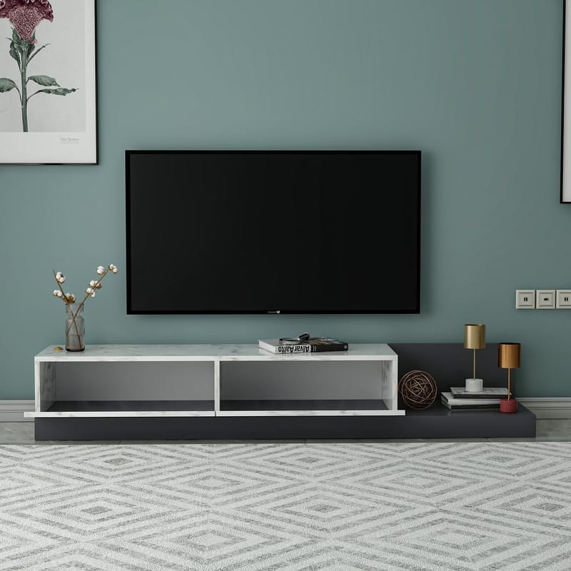 TV-bord Homitis Major (180 x 30 x 37 cm) Marmo marmor antracit - Marmo Marble/Antracit - Møbler - TV borde & mediemøbler - TV-borde