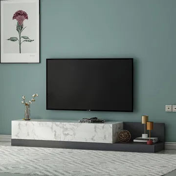 TV-bord Homitis Major (180 x 30 x 37 cm) Marmo marmor antracit - Marmo Marble/Antracit - Møbler - TV borde & mediemøbler - TV-borde