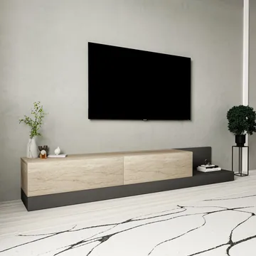 TV-bord Homitis Major (180 x 30 x 37 cm) Travertin antracit - Travertin/Antracit - Møbler - TV borde & mediemøbler - TV-borde