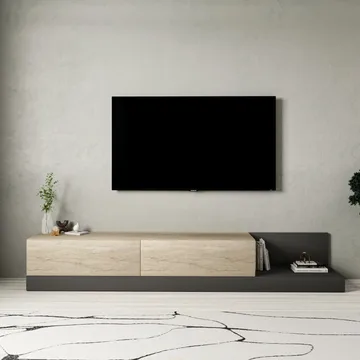 TV-bord Homitis Major (180 x 30 x 37 cm) Travertin antracit - Travertin/Antracit - Møbler - TV borde & mediemøbler - TV-borde