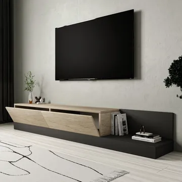 TV-bord Homitis Major (180 x 30 x 37 cm) Travertin antracit - Travertin/Antracit - Møbler - TV borde & mediemøbler - TV-borde