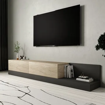 TV-bord Homitis Major (180 x 30 x 37 cm) Travertin antracit - Travertin/Antracit - Møbler - TV borde & mediemøbler - TV-borde