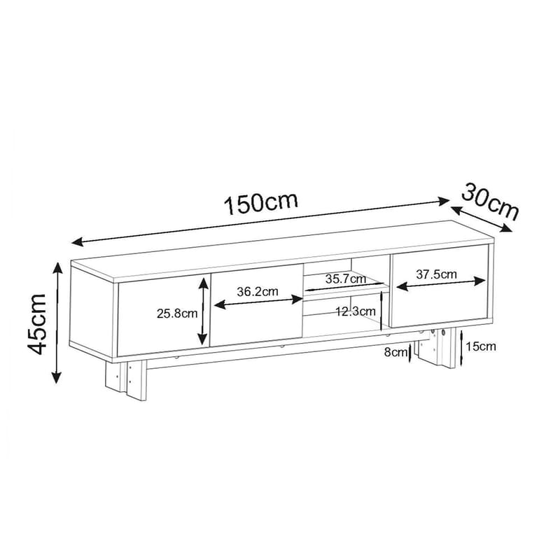 TV-bord Homitis Ravello (150 x 45 x 30 cm) Hvid marmor - Møbler - TV borde & mediemøbler - TV-borde