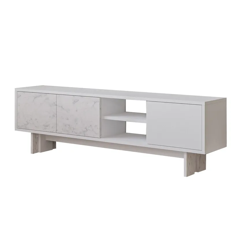 TV-bord Homitis Ravello (150 x 45 x 30 cm) Hvid marmor, undefined