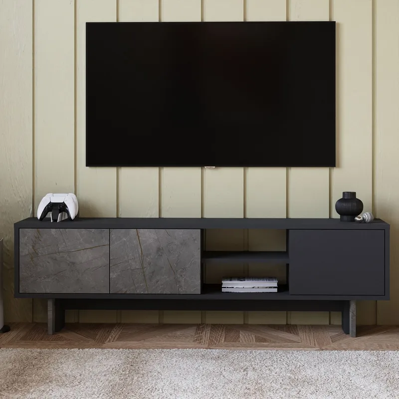 TV-bord Homitis Ravello (150 x 45 x 30 cm) Marmor antracit - Møbler - TV borde & mediemøbler - TV-borde