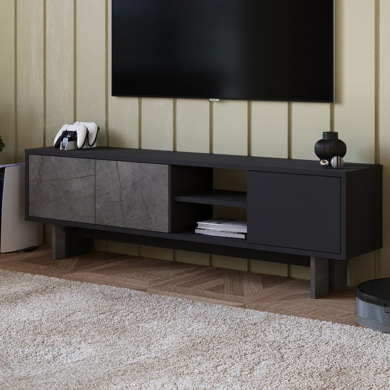 TV-bord Homitis Ravello (150 x 45 x 30 cm) Marmor antracit - Møbler - TV borde & mediemøbler - TV-borde
