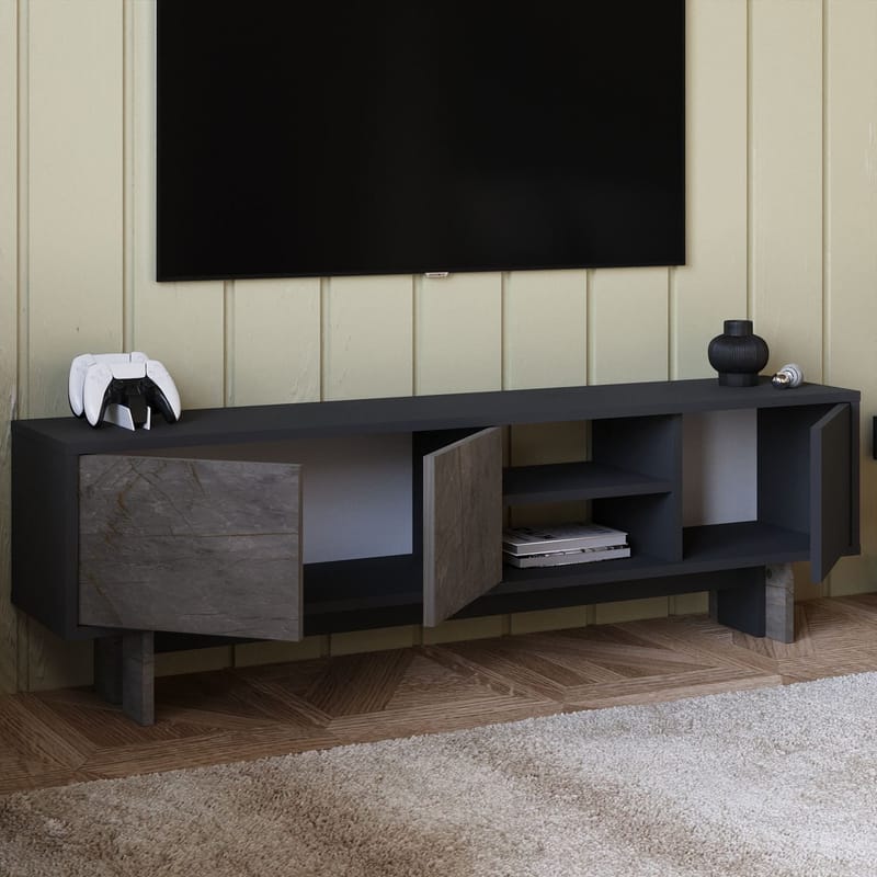 TV-bord Homitis Ravello (150 x 45 x 30 cm) Marmor antracit - Møbler - TV borde & mediemøbler - TV-borde