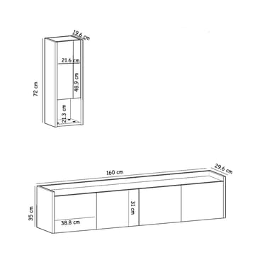 TV-bord Homitis Sema (160 x 35 x 29,6 cm) Hvid - Møbler - TV borde & mediemøbler - TV-borde