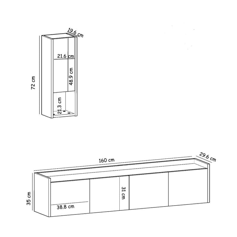 TV-bord Homitis Sema (160 x 35 x 29,6 cm) Hvid - Møbler - TV borde & mediemøbler - TV-borde
