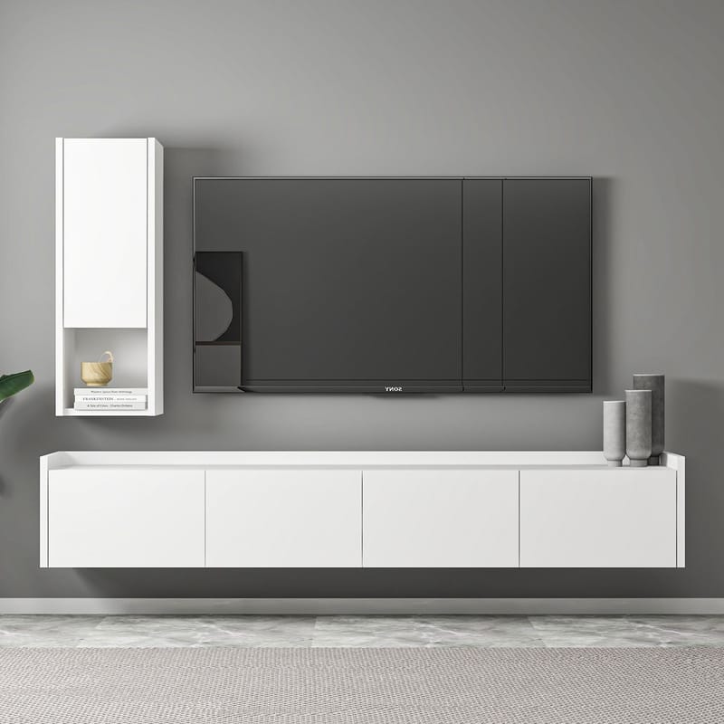 TV-bord Homitis Sema (160 x 35 x 29,6 cm) Hvid - Møbler - TV borde & mediemøbler - TV-borde