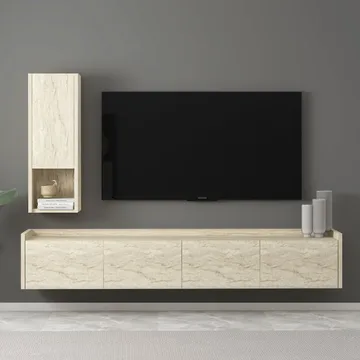 TV-bord Homitis Sema (160 x 35 x 29,6 cm) Travertin - Møbler - TV borde & mediemøbler - TV-borde