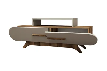 Hovdane Gulvstående Tv-bord 145 cm med Opbevaring i Mørkt Træ - Hvid - Møbler - TV borde & mediemøbler - TV-borde