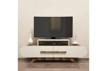 Hovdane Gulvstående Tv-bord 145 cm med Opbevaring i Mørkt Træ - Hvid - Møbler - TV borde & mediemøbler - TV-borde