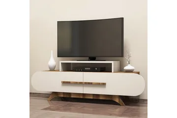Hovdane Gulvstående Tv-bord 145 cm med Opbevaring i Mørkt Træ - Hvid - Møbler - TV borde & mediemøbler - TV-borde