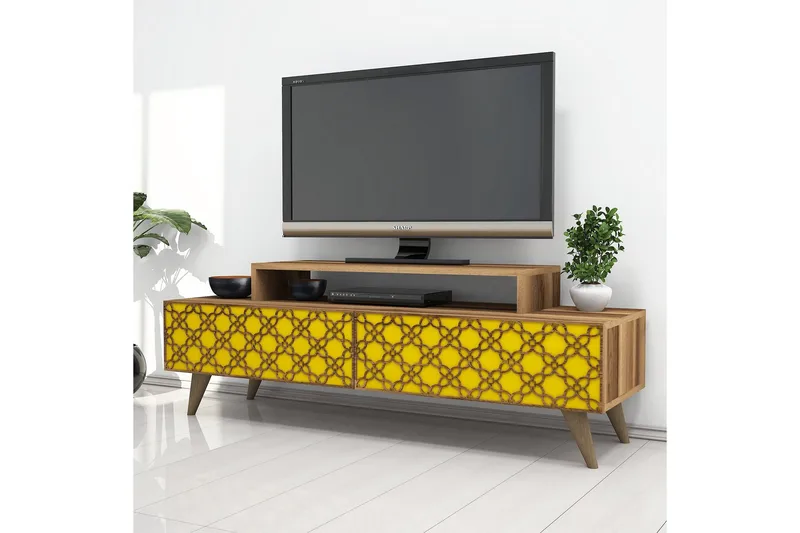 Hovdane TV-Bord 140 cm - Brun/gul - Møbler - TV borde & mediemøbler - TV-borde