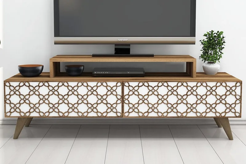 Hovdane TV-Bord 140 cm, Brun/hvid