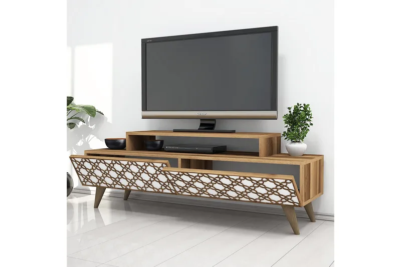 Hovdane TV-Bord 140 cm - Brun/hvid - Møbler - TV borde & mediemøbler - TV-borde