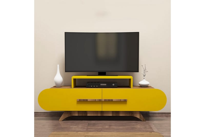Hovdane TV-Bord 145 cm - Brun/gul - Møbler - TV borde & mediemøbler - TV-borde