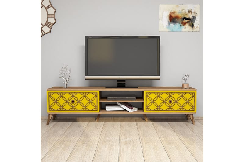 Hovdane TV-Bord 180 cm - Brun/gul - Møbler - TV borde & mediemøbler - TV-borde