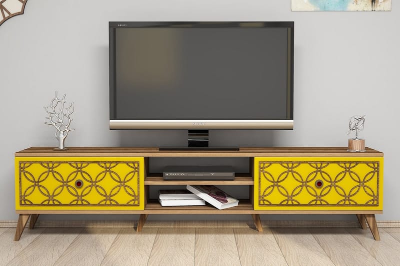 Hovdane TV-Bord 180 cm - Brun/gul - Møbler - TV borde & mediemøbler - TV-borde
