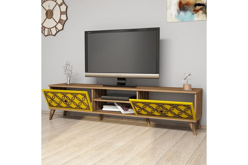 Hovdane TV-Bord 180 cm - Brun/gul - Møbler - TV borde & mediemøbler - TV-borde