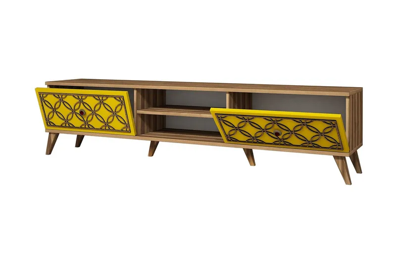 Hovdane TV-Bord 180 cm - Brun/gul - Møbler - TV borde & mediemøbler - TV-borde