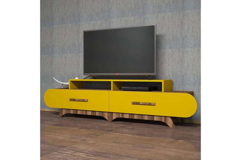 Hovdane TV-Bord 205 cm - Brun/gul - Møbler - TV borde & mediemøbler - TV-borde