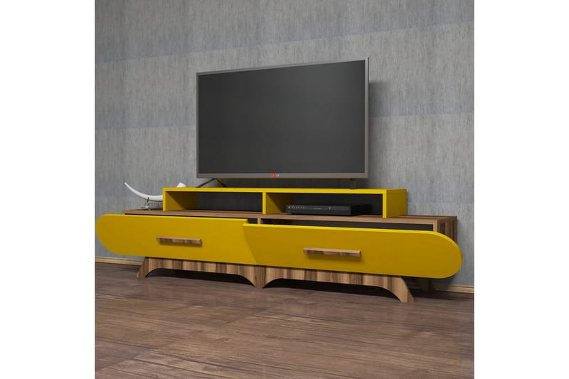 Hovdane TV-Bord 205 cm - Brun/gul - Møbler - TV borde & mediemøbler - TV-borde