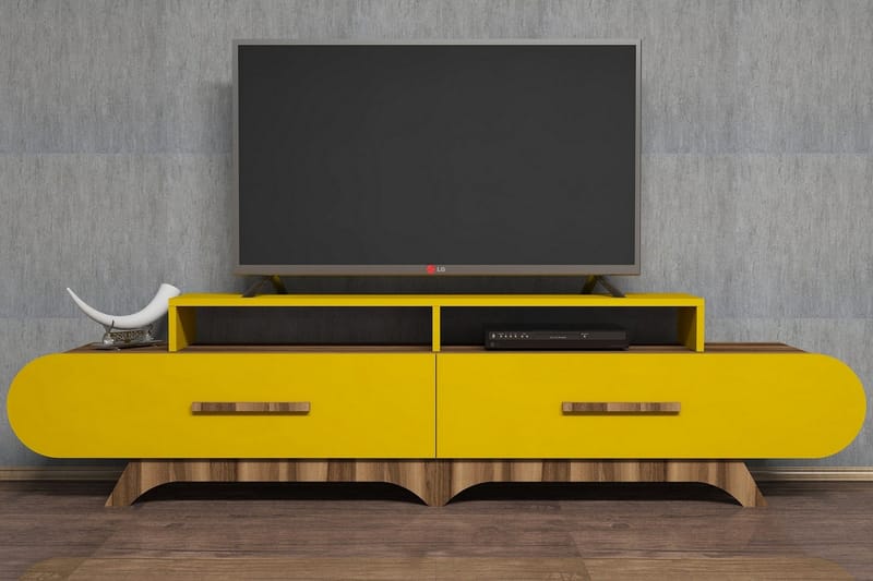 Hovdane TV-Bord 205 cm - Brun/gul - Møbler - TV borde & mediemøbler - TV-borde