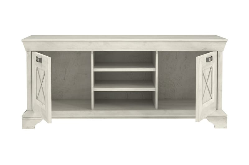 Hurlston Gulvstående Tv-bord 147 cm med Opbevaring i Malet Træ - Hvid - Møbler - TV borde & mediemøbler - TV-borde