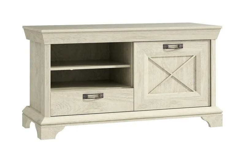 Hurlston TV-bænk 123 cm med Opbevaring i Malet Træ, Beige