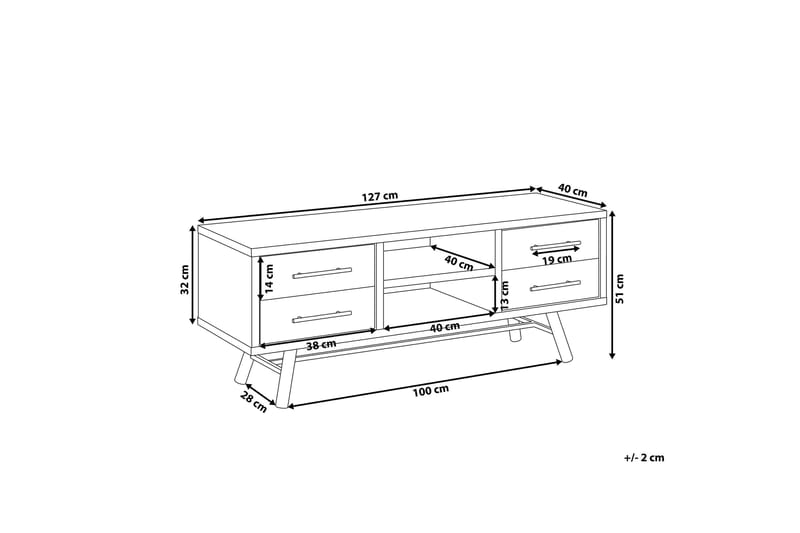 Illari Fritstående Tv-bord 127 cm med Opbevaring i Lyst Træ - Brun - Møbler - TV borde & mediemøbler - TV-borde