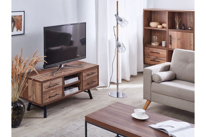 Illari Fritstående Tv-bord 127 cm med Opbevaring i Lyst Træ - Brun - Møbler - TV borde & mediemøbler - TV-borde