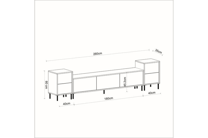 Imaj TV-Bord 260 cm - Guld/Sort/Hvid - Møbler - TV borde & mediemøbler - TV-borde