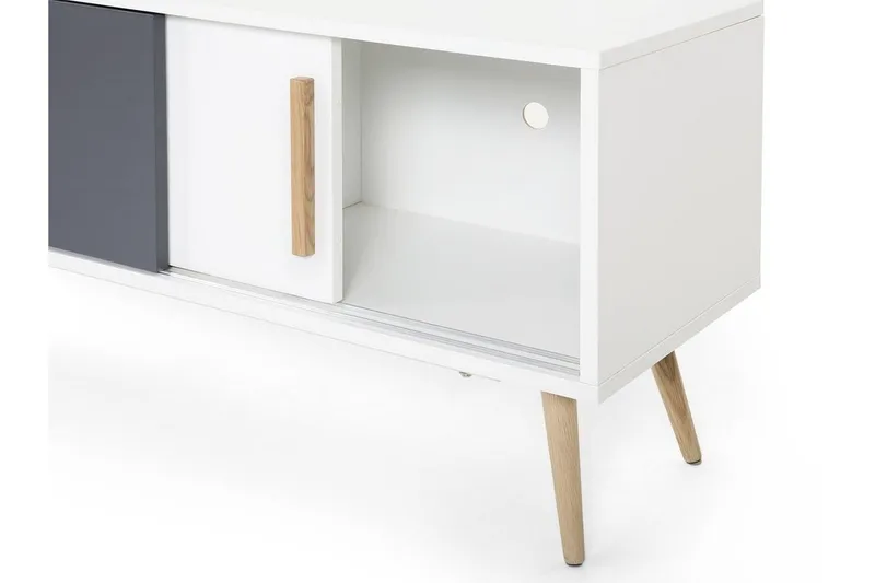 Indiana Gulvstående Tv Bord 160 cm med Opbevaring i Eg - Hvid - Møbler - TV borde & mediemøbler - TV-borde