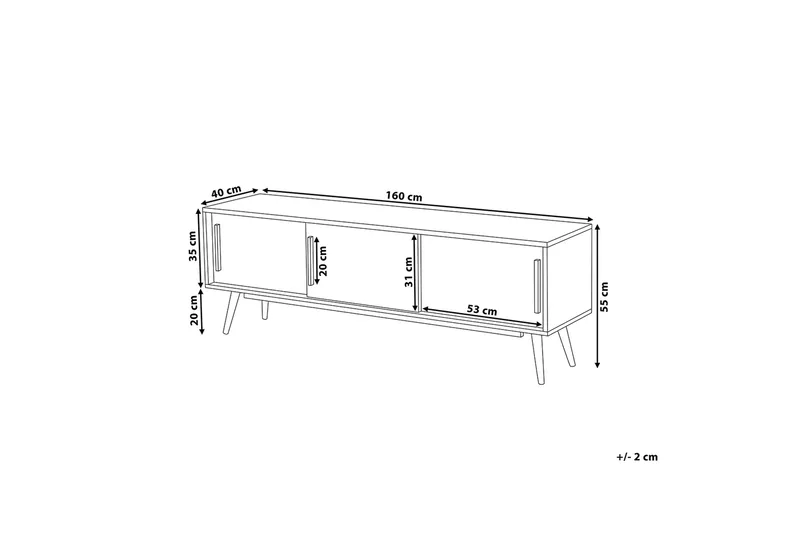 Indiana Gulvstående Tv Bord 160 cm med Opbevaring i Eg - Hvid - Møbler - TV borde & mediemøbler - TV-borde
