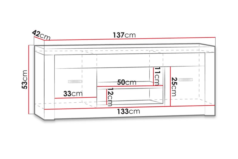 Indianapolis TV-bord 137x42x53 cm - TV-borde