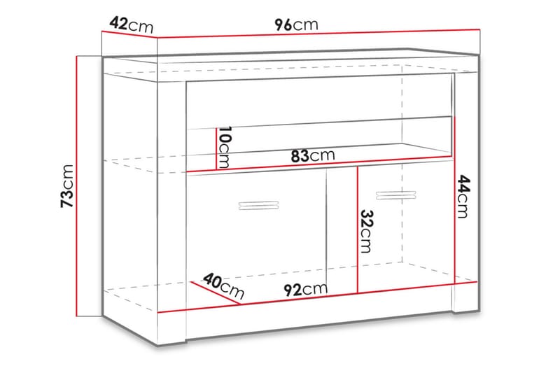 Indianapolis tv-bord 96x42x73 cm - TV-borde