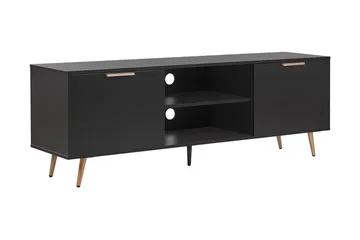Indio Gulvstående TV-bænk 166 cm med Opbevaring i Træ med Metalben - Sort - Møbler - TV borde & mediemøbler - TV-borde