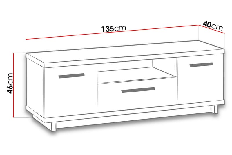 Ines TV-Bord 40x135 cm - Eg/Sort - TV-borde