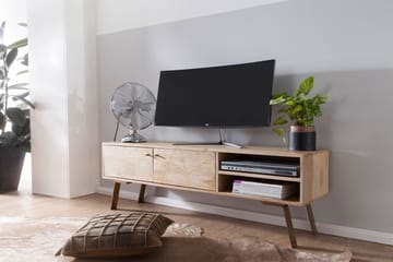 Innella Fritstående Tv-bord 145 cm med Opbevaring i Træ med Metalben - Lys Natur - Møbler - TV borde & mediemøbler - TV-borde