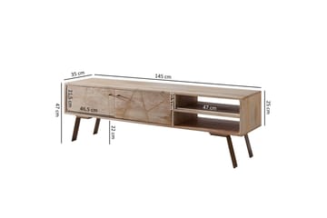 Innella Fritstående Tv-bord 145 cm med Opbevaring i Træ med Metalben - Lys Natur - Møbler - TV borde & mediemøbler - TV-borde